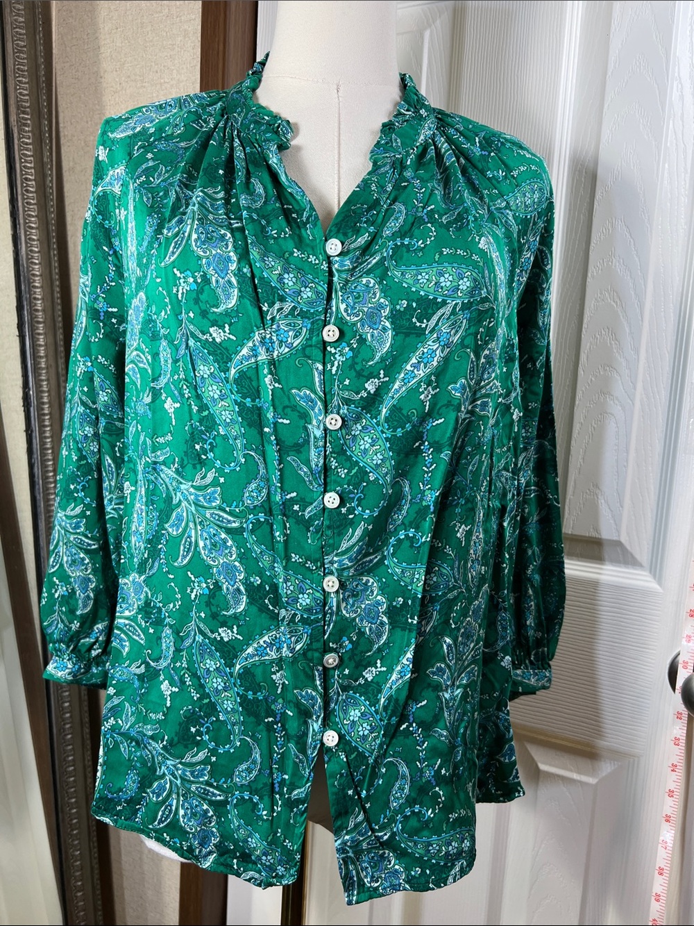 J. Jill Green Paisley Button-Up Blouse